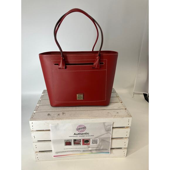 DOONEY & BOURKE LARGE RED SMOOTH LEATHER SHOULDER BAG - Picture 1 of 16